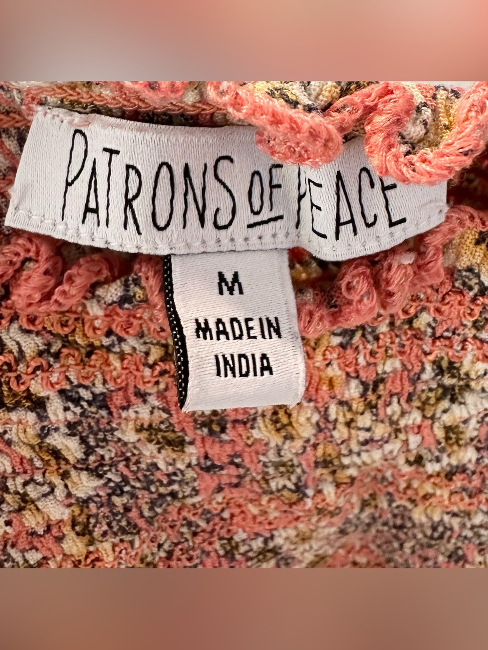 PATRONS OF PEACE Floral Peplum Tank Top in Coral, Size Medium - Picture 3 of 8